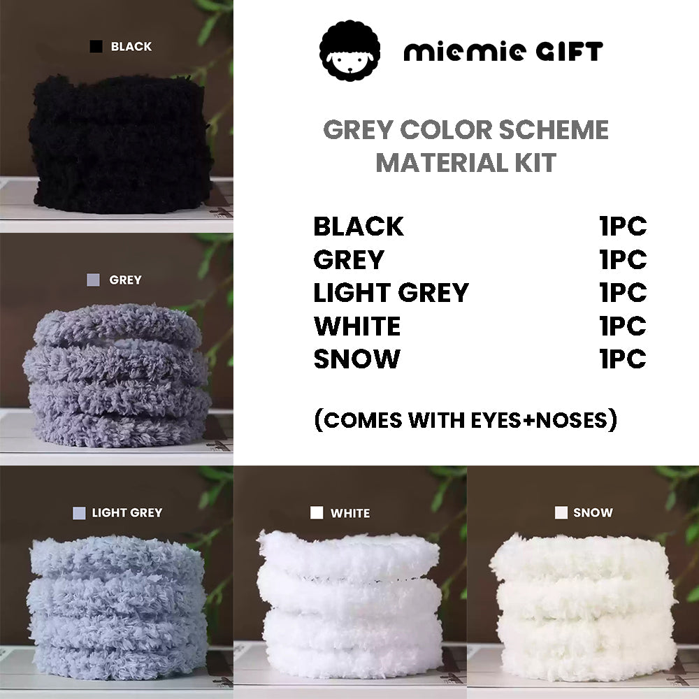 Soft and fluffy light gray pipe cleaners color scheme for handmade koala elephant husky toys