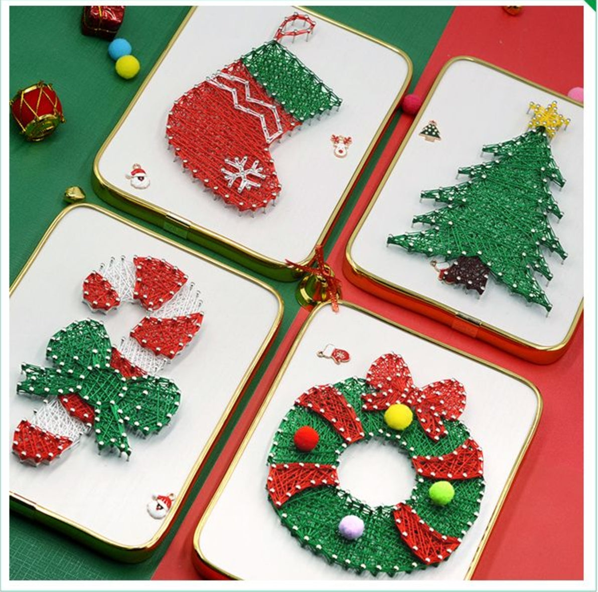 Get creative this holiday season with our Christmas DIY Gift 3D String Painting Kit! This all-in-one package includes colorful strings, vibrant nails, a hammer, and a photo frame, along with easy instructions. Perfect for crafters of all levels, this engaging project lets you create unique, personalized decorations that will impress friends and family. Add a touch of handmade charm to your celebrations!