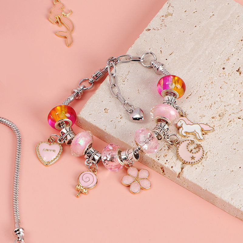 Unleash your child's creativity with our Children DIY Bracelet Pendant Beading Accessories! This delightful jewelry-making kit features colorful crystal beads and charming pendants, perfect for crafting unique bracelets that reflect their personal style. Ideal as a gift for birthdays or special occasions, it encourages imaginative play while developing fine motor skills and artistic expression.

Package include: 1 gift box, 3 bracelets, 20 pendants, 20 accessories, 20 colorful pearls