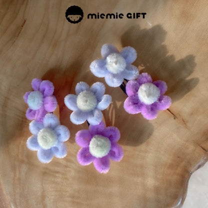Whimsical purple DIY flower hair clip with plush texture – handmade Miemie Gift pastel accessory for birthday or fantasy outfits