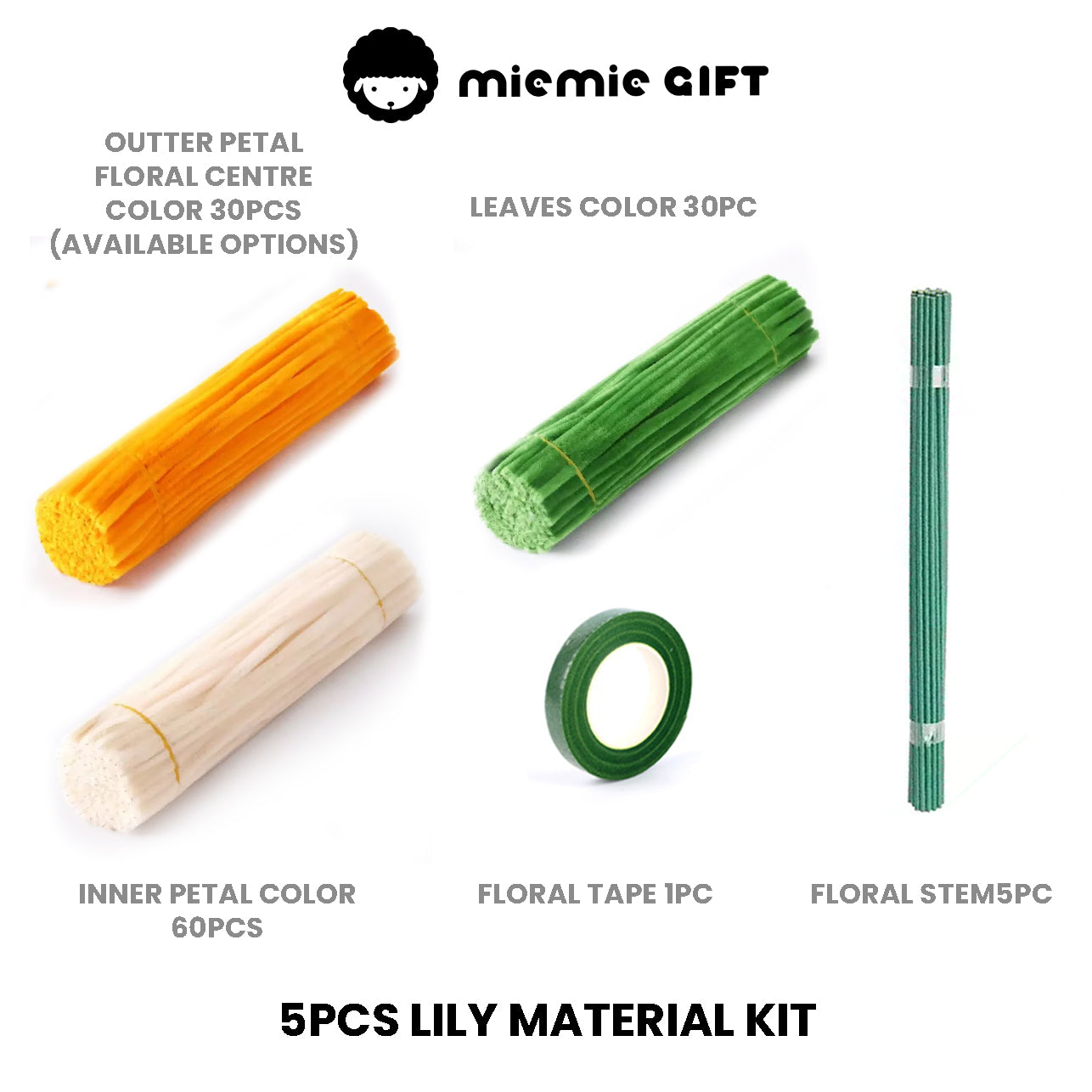 Two-Tone Lily-Pipe Cleaner Kit or Finished Flower